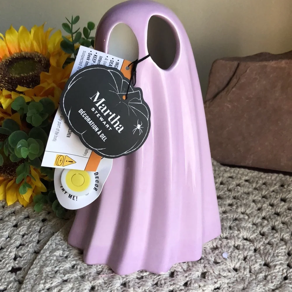 Martha Stewart Ceramic Purple Light Up Halloween Ghost Decor